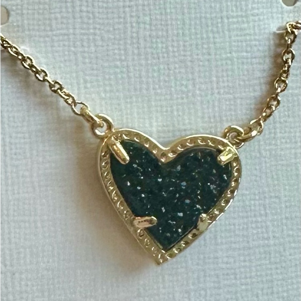 Kendra Scott Ari Heart GOLD - BLACK DRUSY Adjustable Length Necklace ($75) - Picture 4 of 10